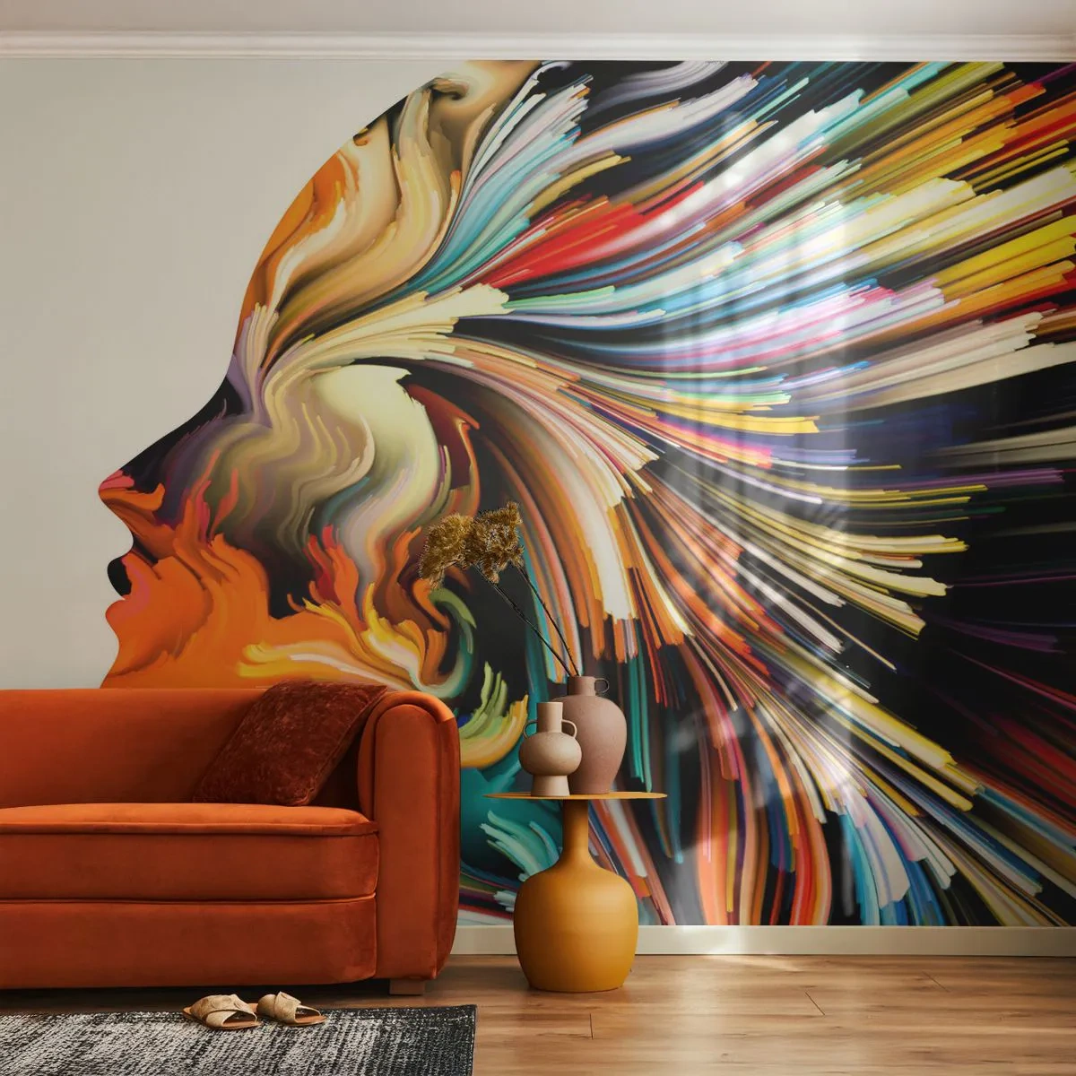 Tapet Autoadeziv Deluxe Sticker - O explozie de imaginație - Abstracția, Femeie, Grafică - 250x175 cm