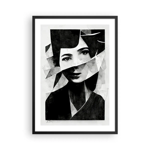Poster în ramă neagră - Portretul unei femei într-o compoziție abstractă - 50x70cm - Cine ești? - Decorațiune modernă pentru perete pentru living și dormitor ARTTOR