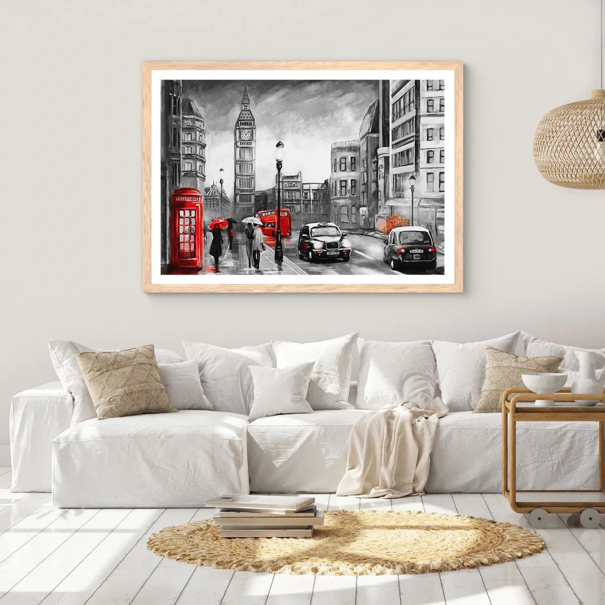 Poster în ramă de stejar deschis - Nu este deloc un oraș gri - 91x61 cm