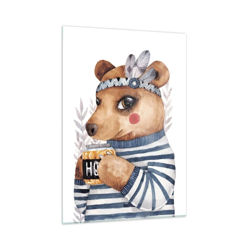 Tablou pe sticlă - Ursoaică dulce - 50x70 cm