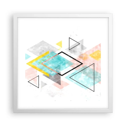 Poster în ramă albă - Joc geometric - 40x40 cm