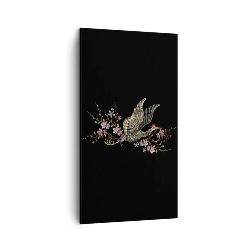 Tablou pe pânză - Pasăre exotică brodată - 45x80 cm