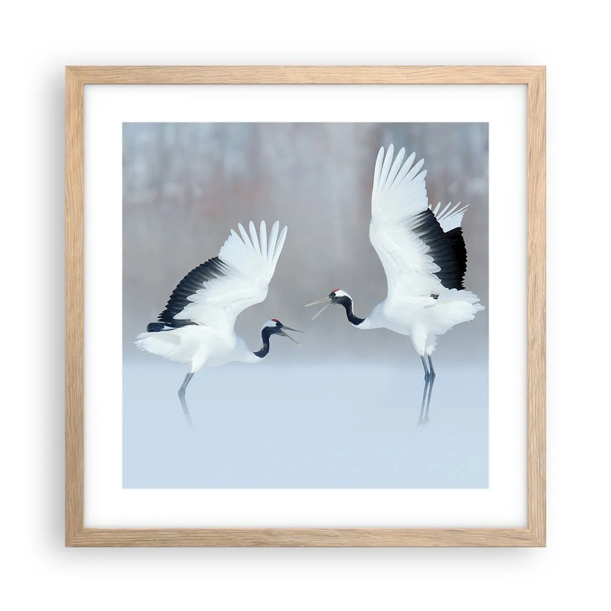 Poster în ramă de stejar deschis - Dansând în ceață - 40x40 cm