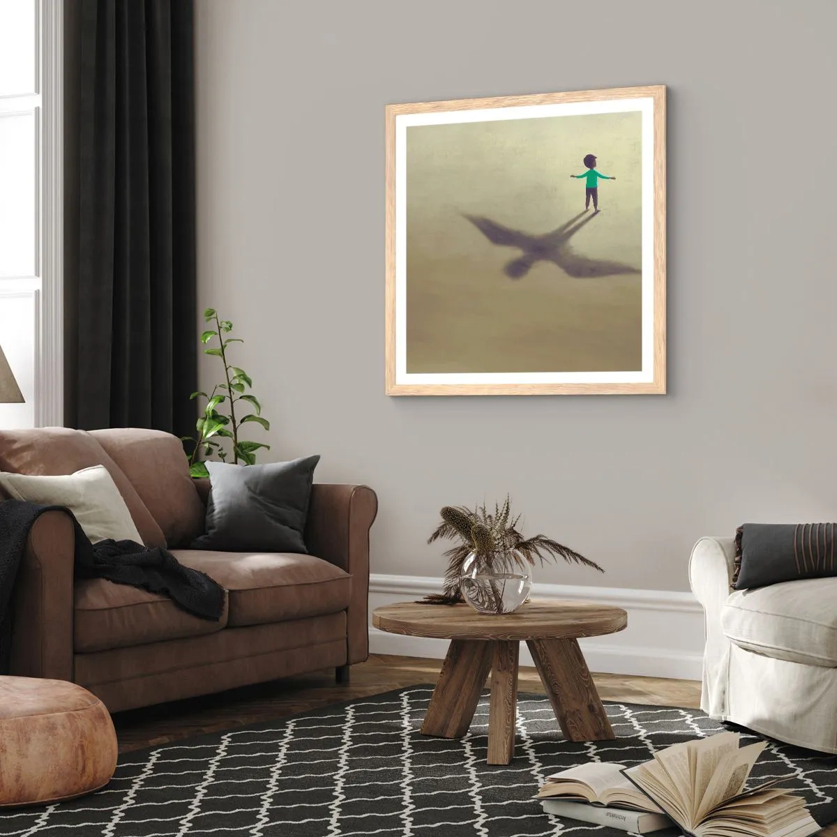 Poster în ramă de stejar deschis - Eroul viitorului - 30x30 cm