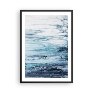 Poster în ramă neagră - Model abstract în nuanțe de albastru și gri - 50x70cm - Țurțuri de albastru - Decorațiune modernă pentru perete pentru living și dormitor ARTTOR