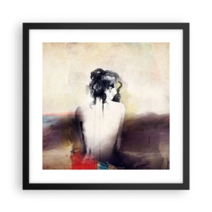 Poster în ramă neagră - Linii moi, forme ovale - 40x40 cm