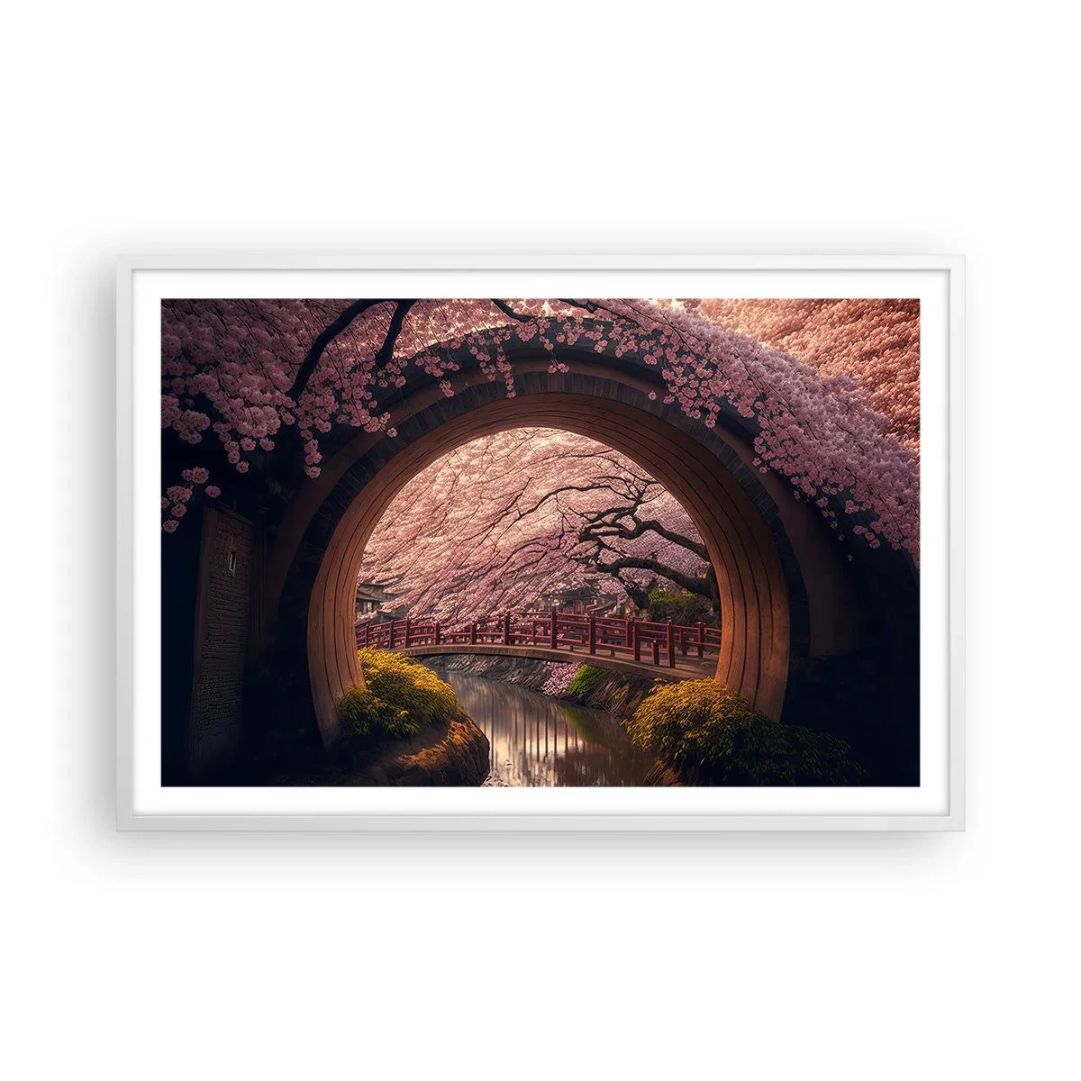 Poster în ramă albă - Primăvara japoneză - 91x61 cm