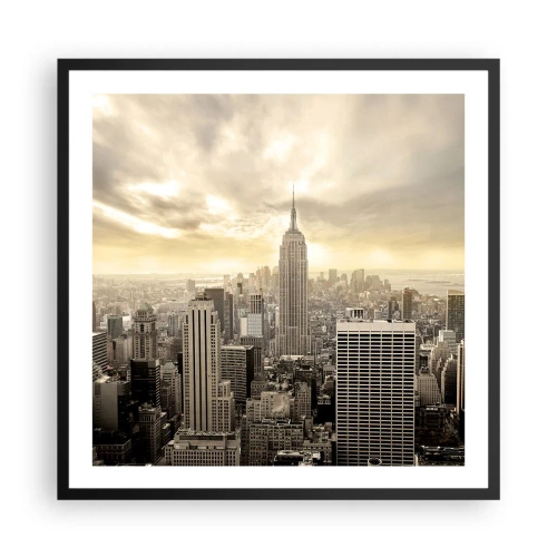 Poster în ramă neagră - New York țesut din gri - 60x60 cm