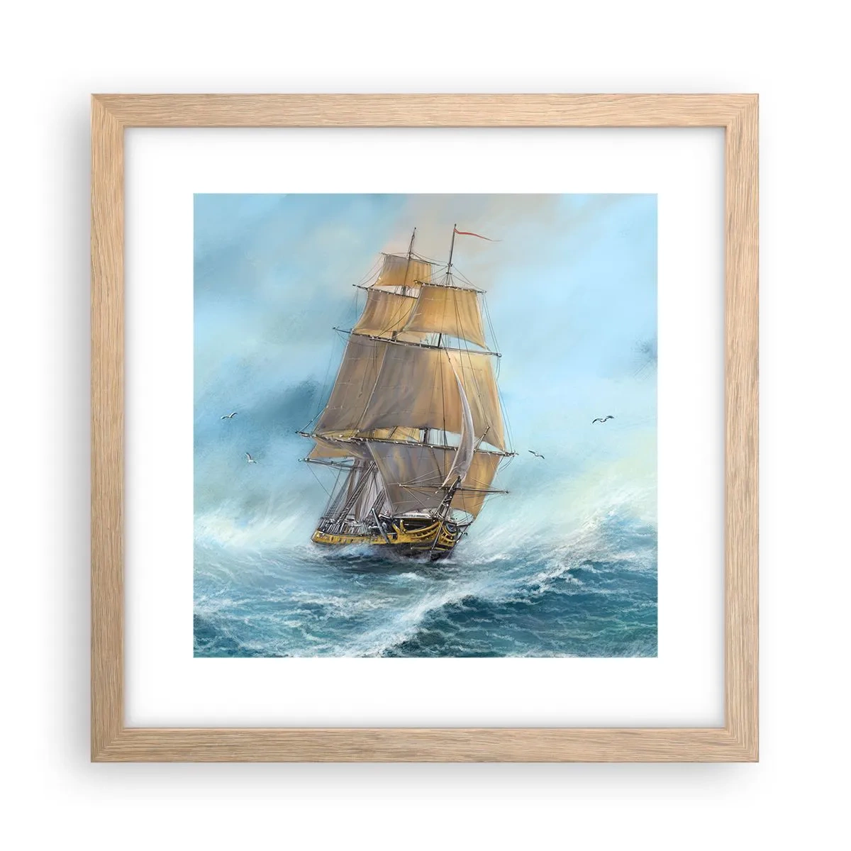 Poster în ramă de stejar deschis - Rulează pe valuri - 30x30 cm