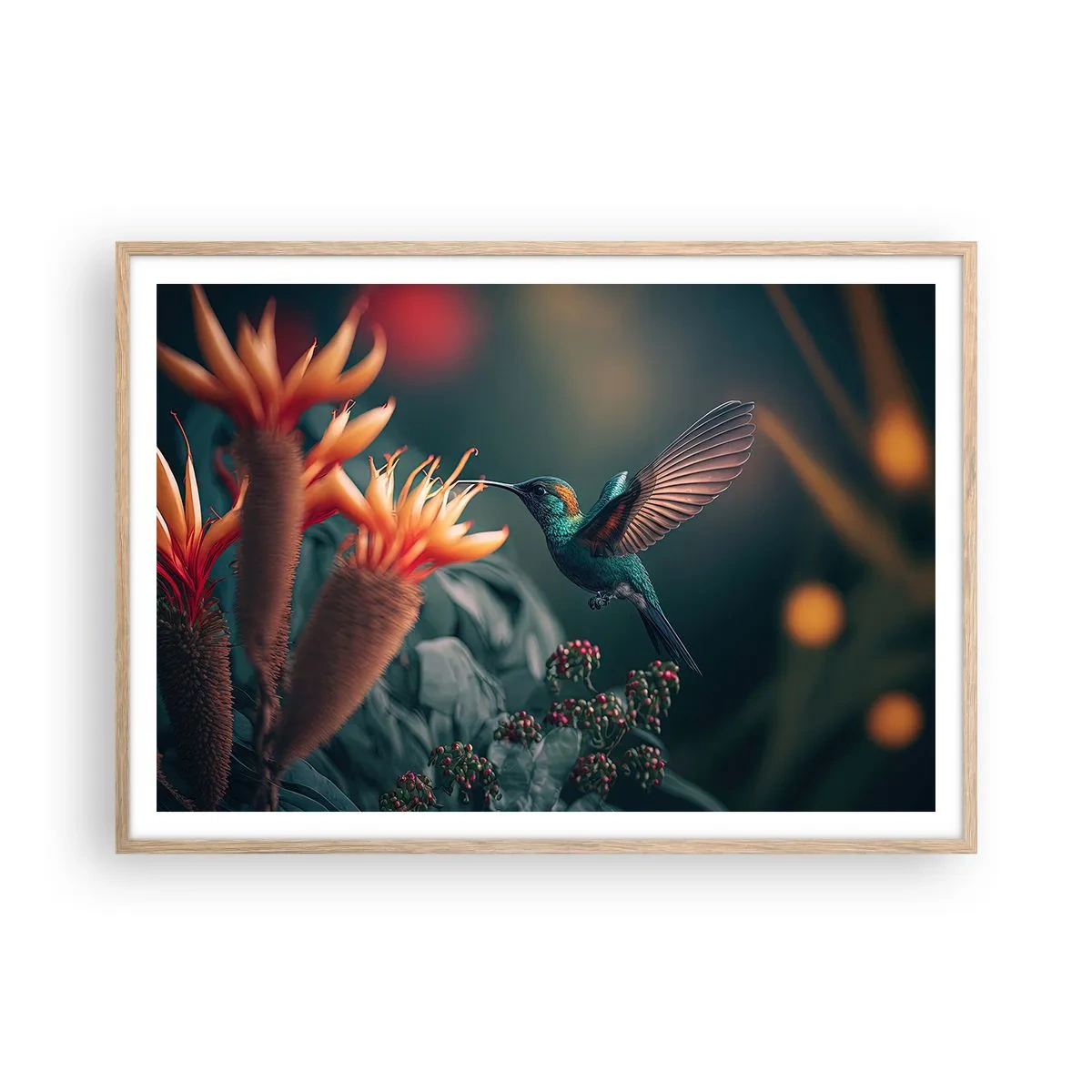 Poster în ramă de stejar deschis - Viață cu adevărat colorată - 100x70 cm