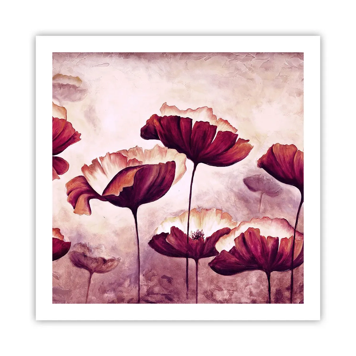 Poster - Fulgi roșii și albi - 60x60 cm