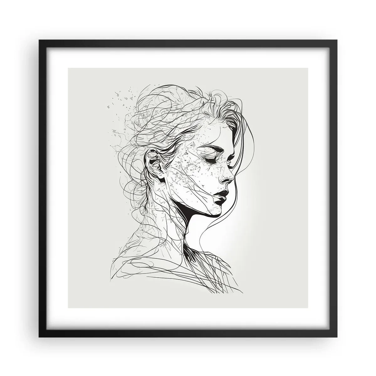 Poster în ramă neagră - Desenată cu linii - 50x50 cm