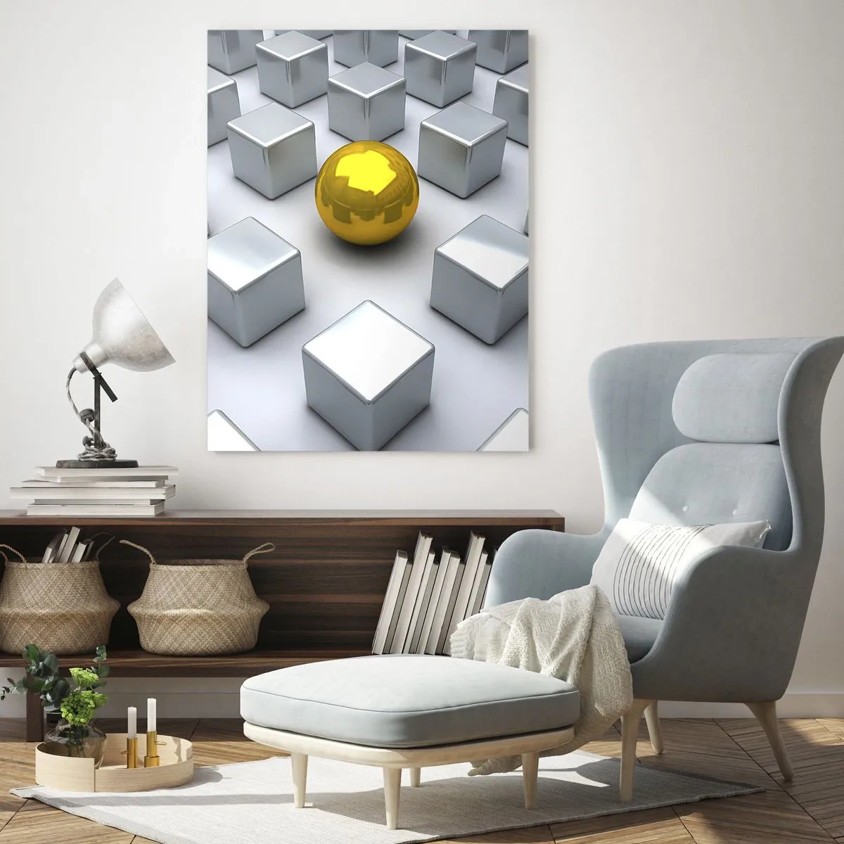 Tablou pe sticlă - De ce eu? Compoziție geometrică - 50x70 cm