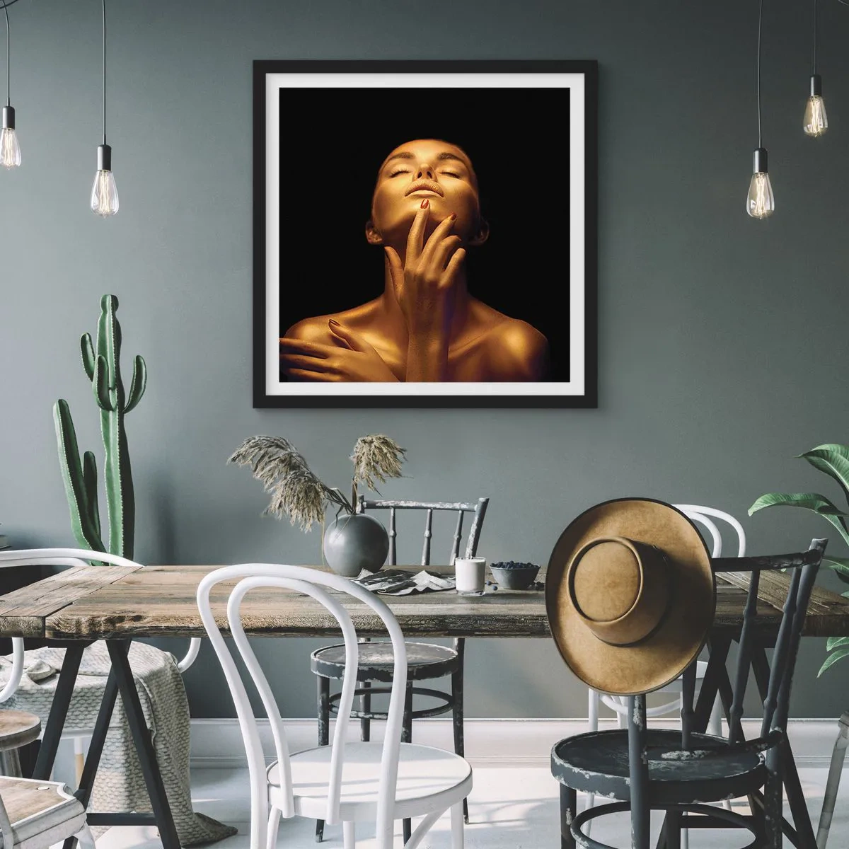 Poster în ramă neagră - Ca mătasea aurie - 40x40 cm