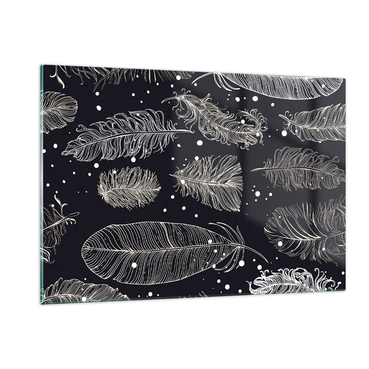 Tablou pe sticlă - Dantelă cu pene - 120x80 cm