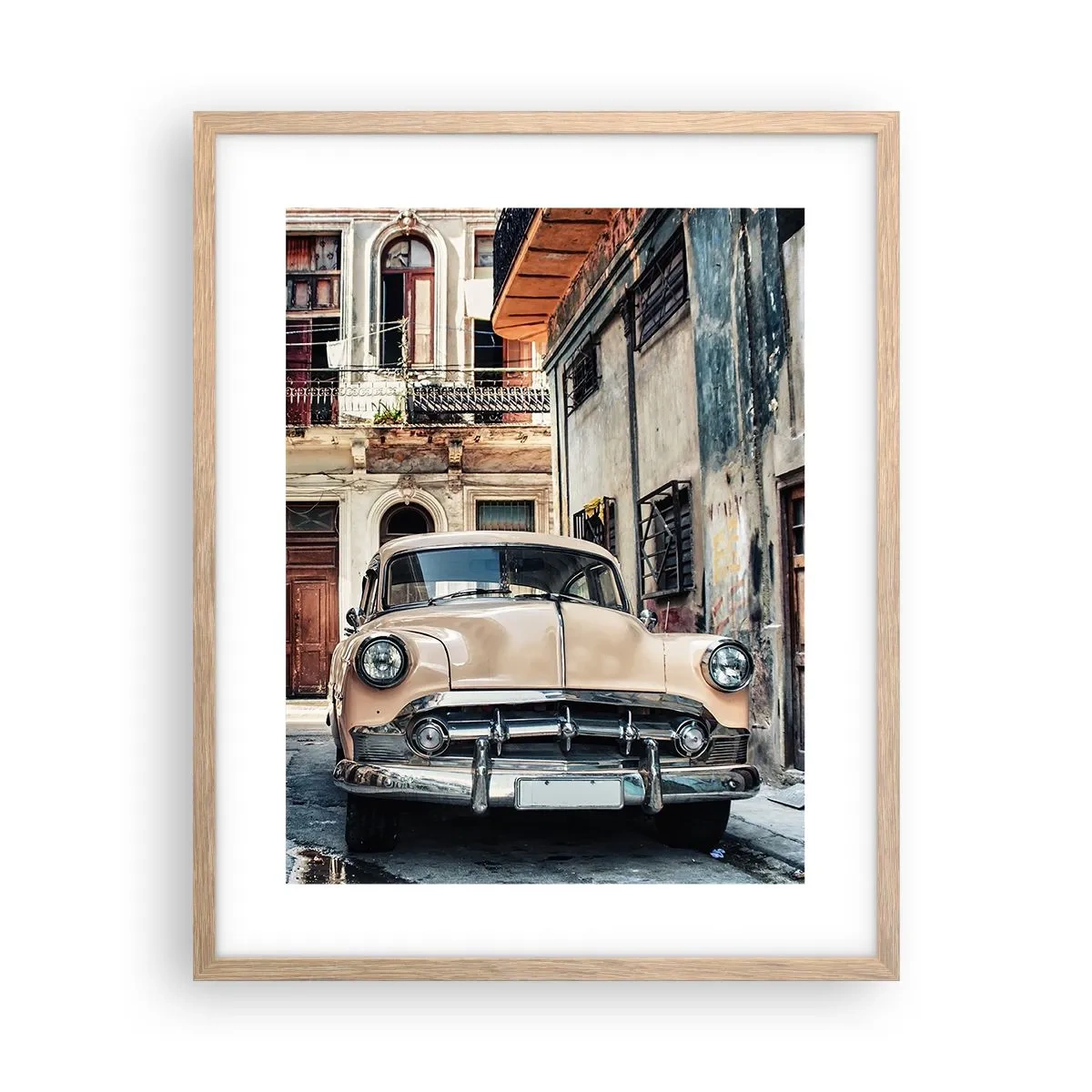 Poster în ramă de stejar deschis - O siestă în Havana - 40x50 cm