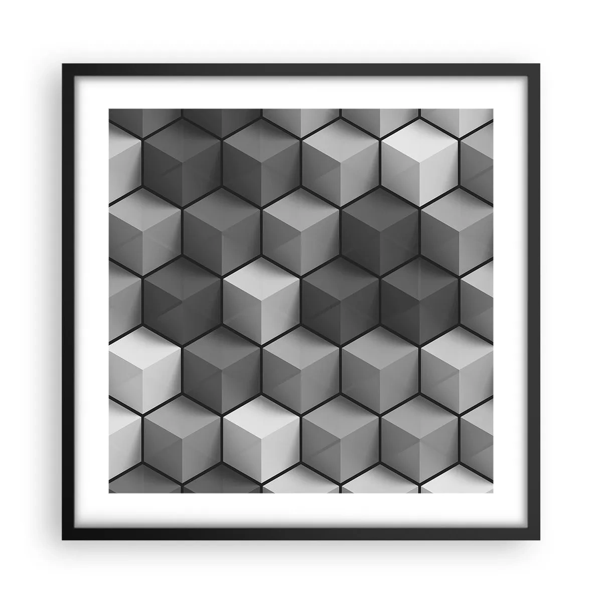 Poster în ramă neagră - Puzzle cubist - 50x50 cm