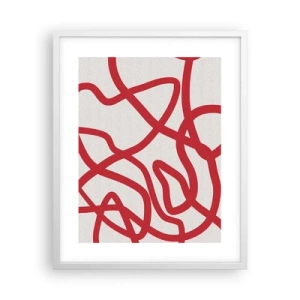 Poster în ramă albă - Roșu pe alb - 40x50 cm