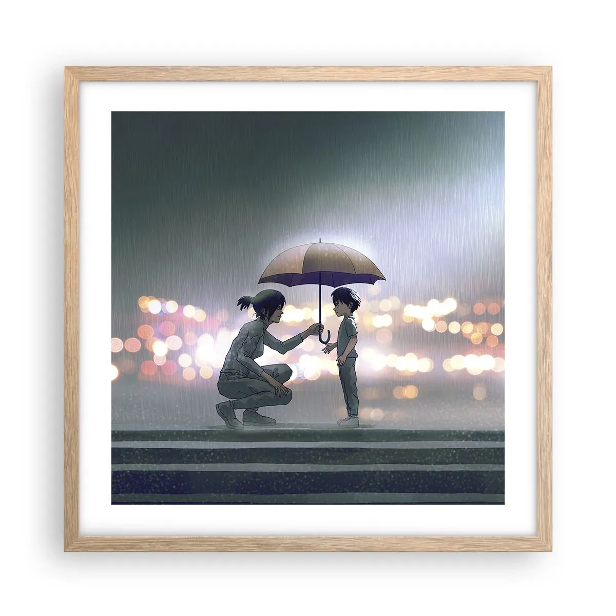 Poster în ramă de stejar deschis - Și totul este bine acum - 50x50 cm