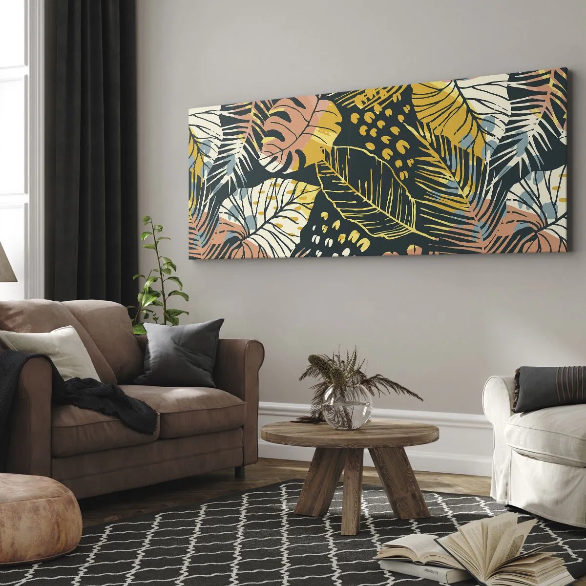 Tablou pe pânză - Fantezie cu frunze - 100x40 cm
