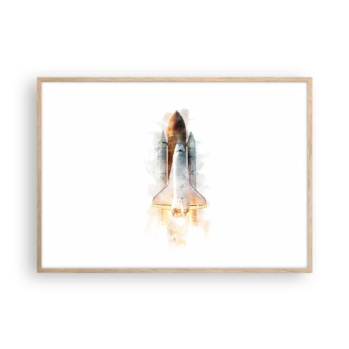 Poster în ramă de stejar deschis - Exploratorii la start - 100x70 cm