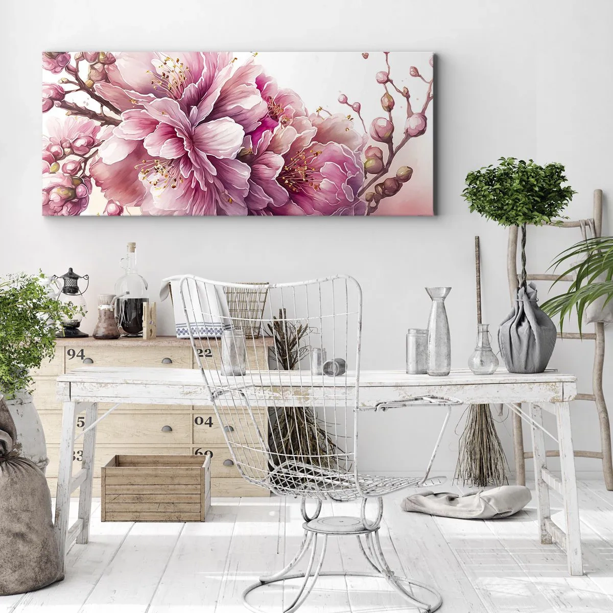 Tablou pe pânză - Flori de cireș - 100x40 cm