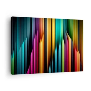 Tablou pe pânză Canvas - Liniile verticale colorate creează o abstracție dinamică. - 70x50cm - Orgă de lumină - Decorațiune modernă pentru perete pentru living și dormitor ARTTOR