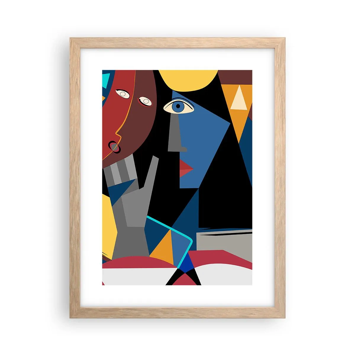 Poster în ramă de stejar deschis - Discuția cubiștilor - 30x40 cm
