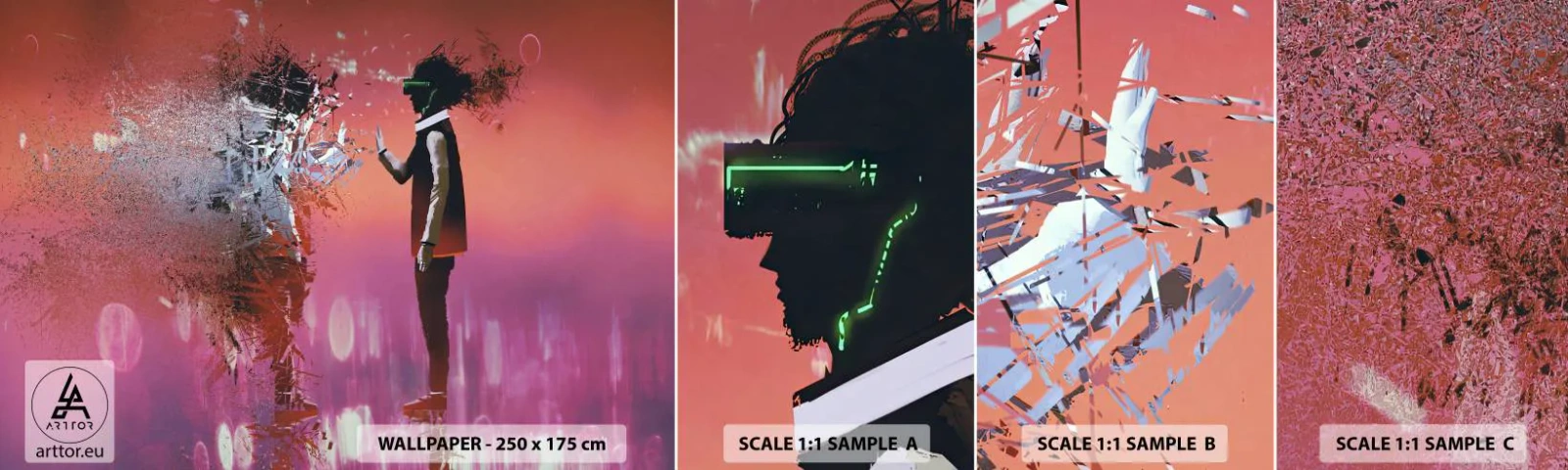 Mostră tapet autocolant Deluxe Sticker - Este posibil să privești în interiorul tău? - Abstracția, Bucată, oameni - 100x30 cm