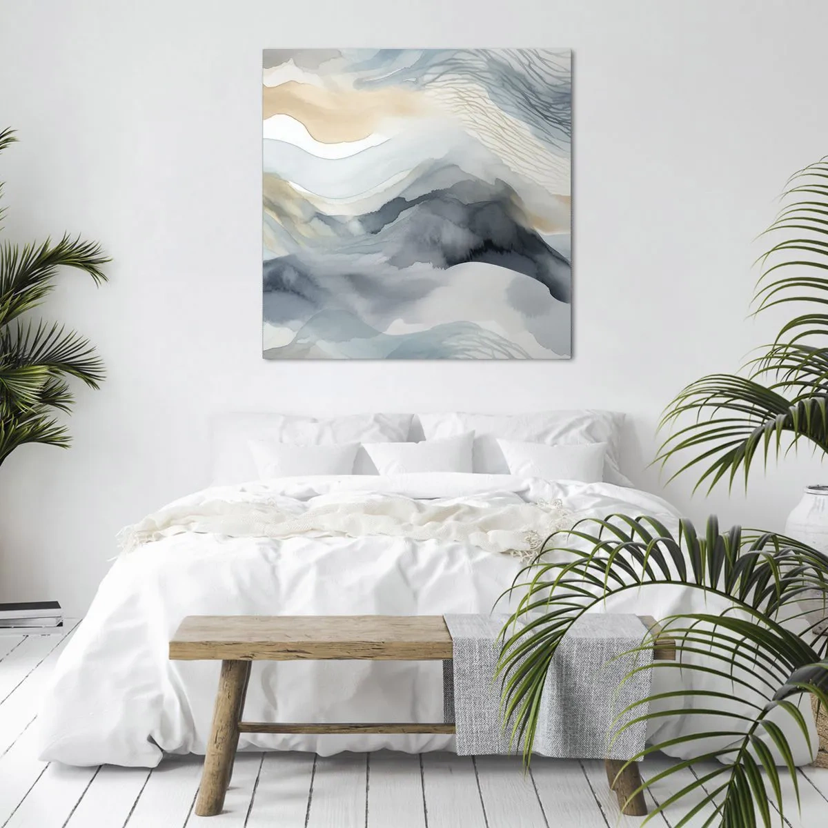 Tablou pe pânză - Abstracție de zăpadă și ceață - 60x60 cm