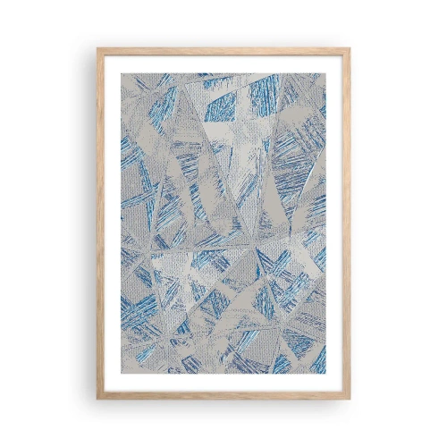 Poster în ramă de stejar deschis - Într-un labirint de gri-albastru - 50x70 cm