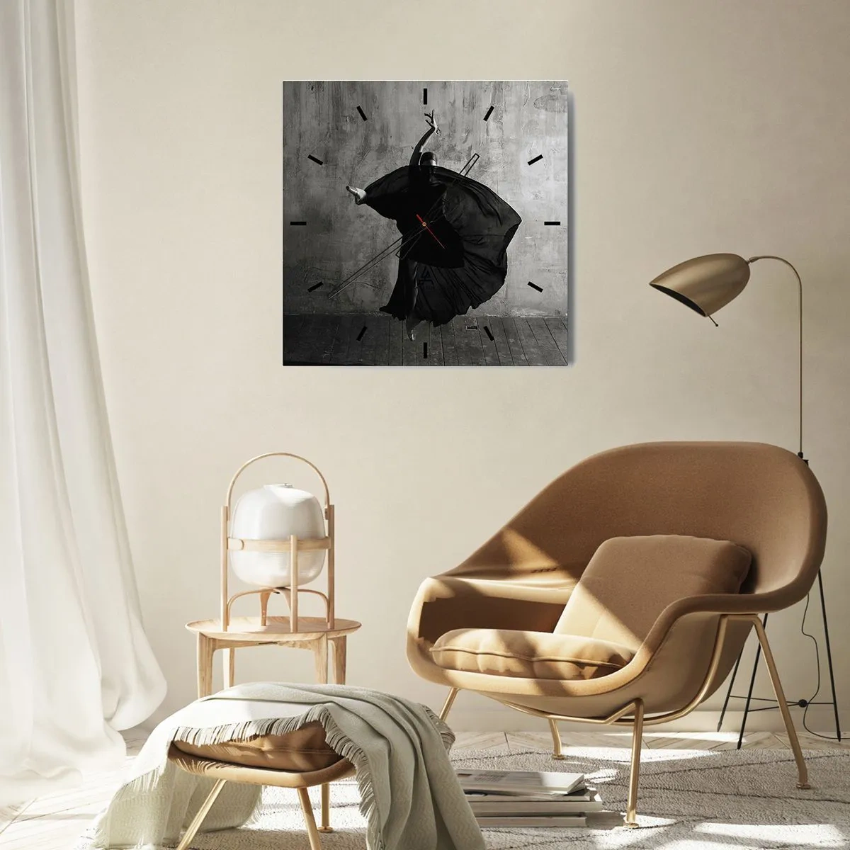 Ceas de perete - Ceas pe sticlă - Un pas pasional - 30x30 cm