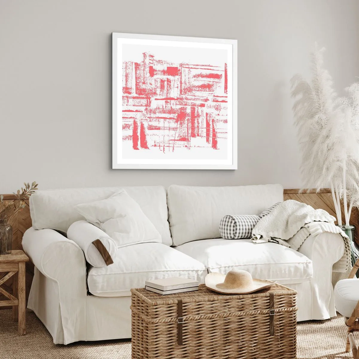 Poster în ramă albă - Orașul roșu - 60x60 cm