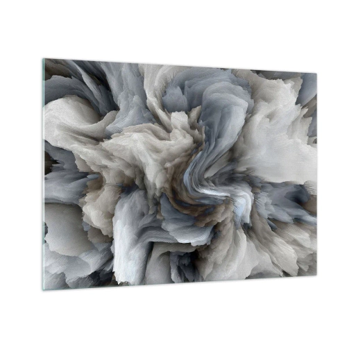 Tablou pe sticlă - O compoziție abstractă care seamănă cu pene învolburate - 70x50cm - Piatră și floare - Decorațiune modernă pentru perete pentru living și dormitor ARTTOR