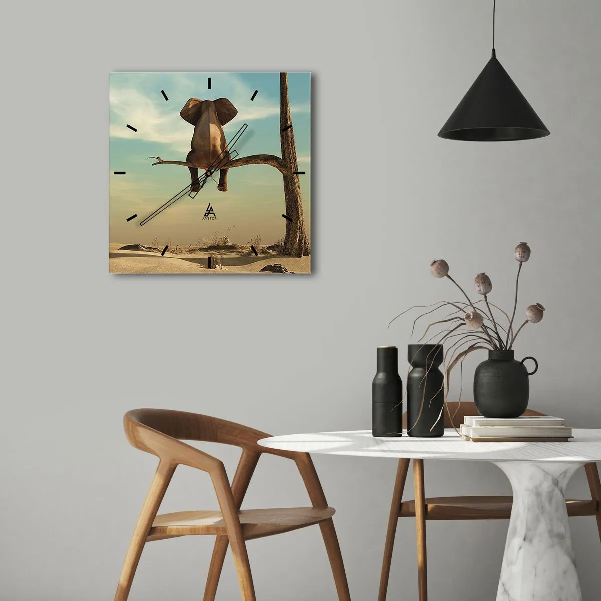 Ceas de perete - Ceas pe sticlă - Un nou punct de vedere - 40x40 cm