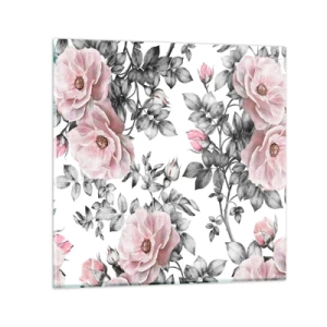 Tablou pe sticlă - Pierde-te în florile de trandafir - 40x40 cm