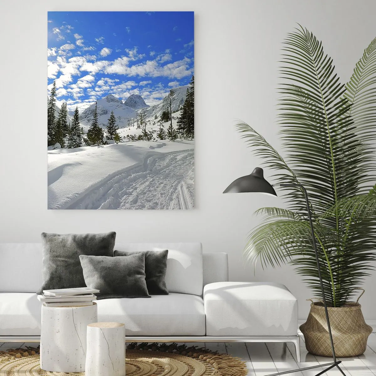 Tablou pe sticlă - În zăpadă și soare - 50x70 cm