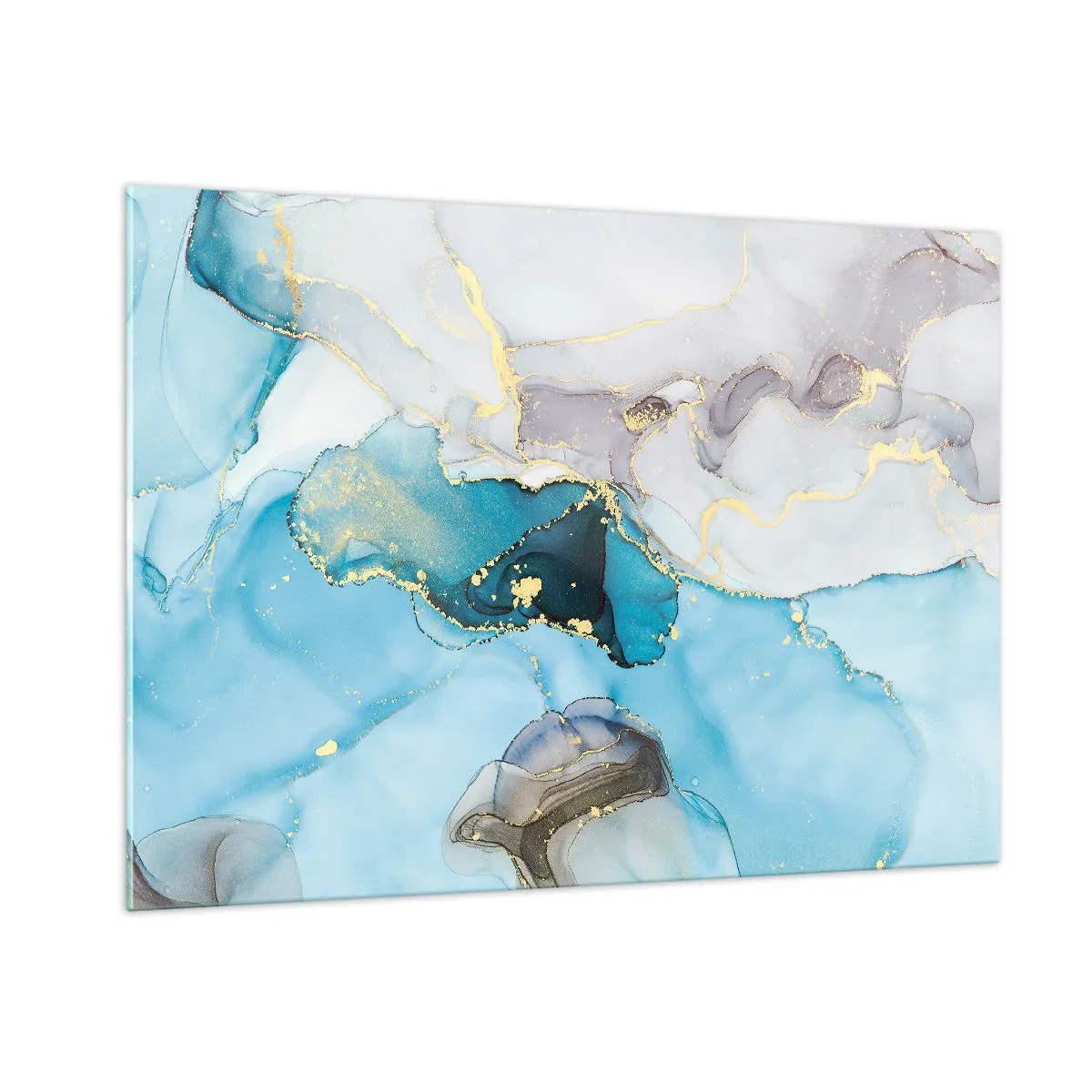 Tablou pe sticlă - Un studiu al întâlnirii dintre gri și turcoaz - 100x70 cm