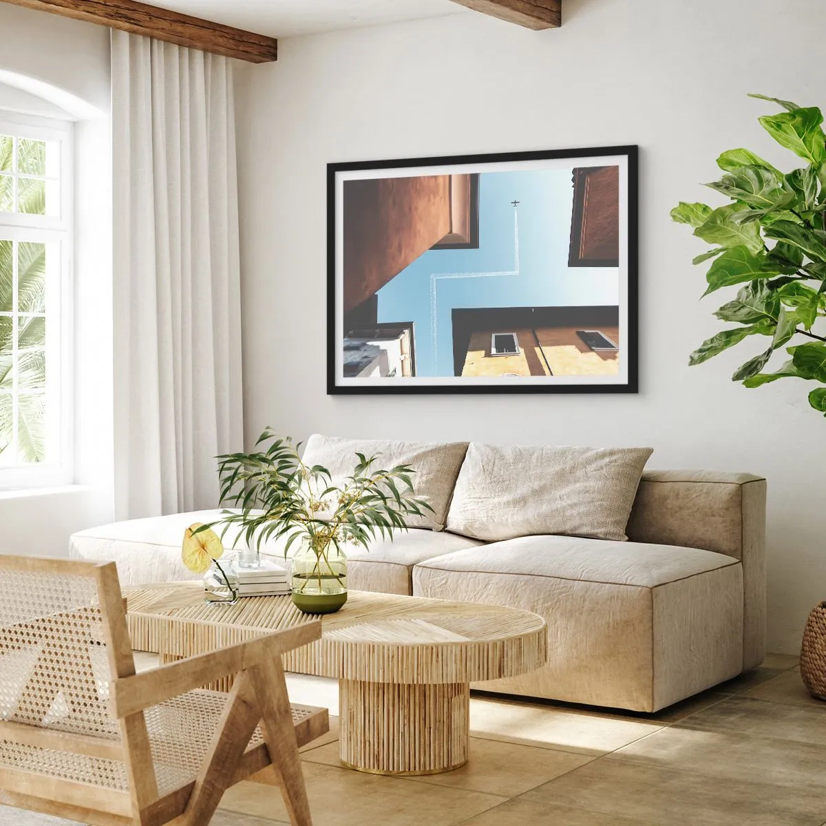 Poster în ramă neagră - Deasupra labirintului urban - 100x70 cm