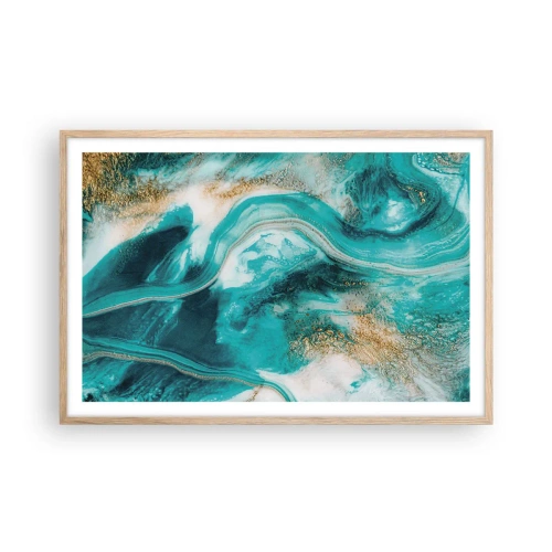 Poster în ramă de stejar deschis - Râul de aur - 91x61 cm