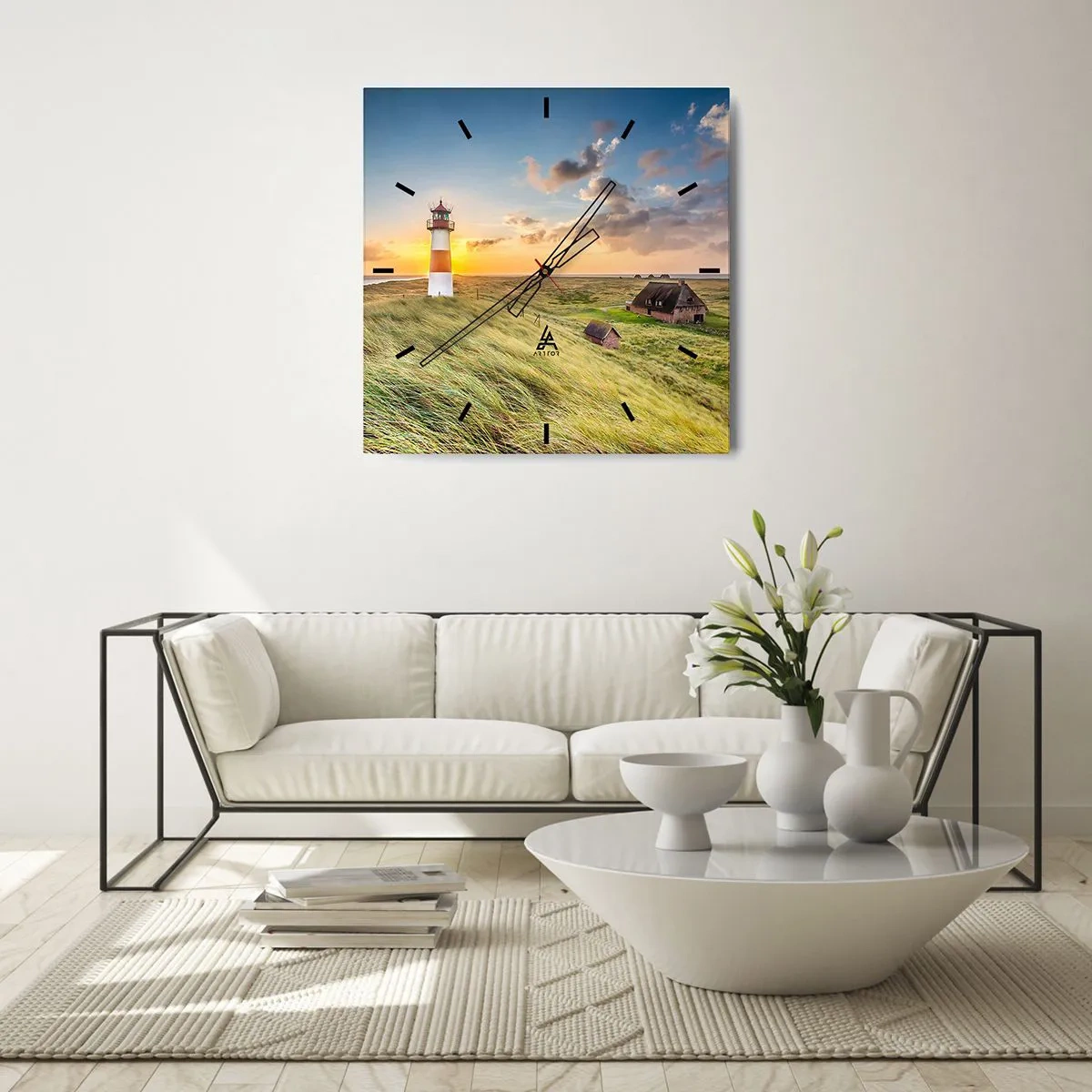 Ceas de perete - Ceas pe sticlă - Între valuri - 40x40 cm