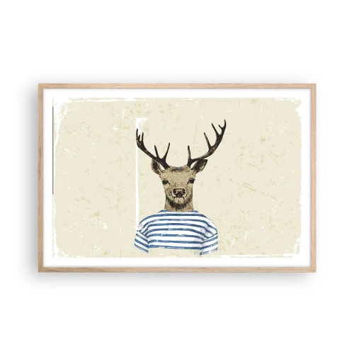 Poster în ramă de stejar deschis - Pentru că îmi plac cămășile cu dungi! - 91x61 cm