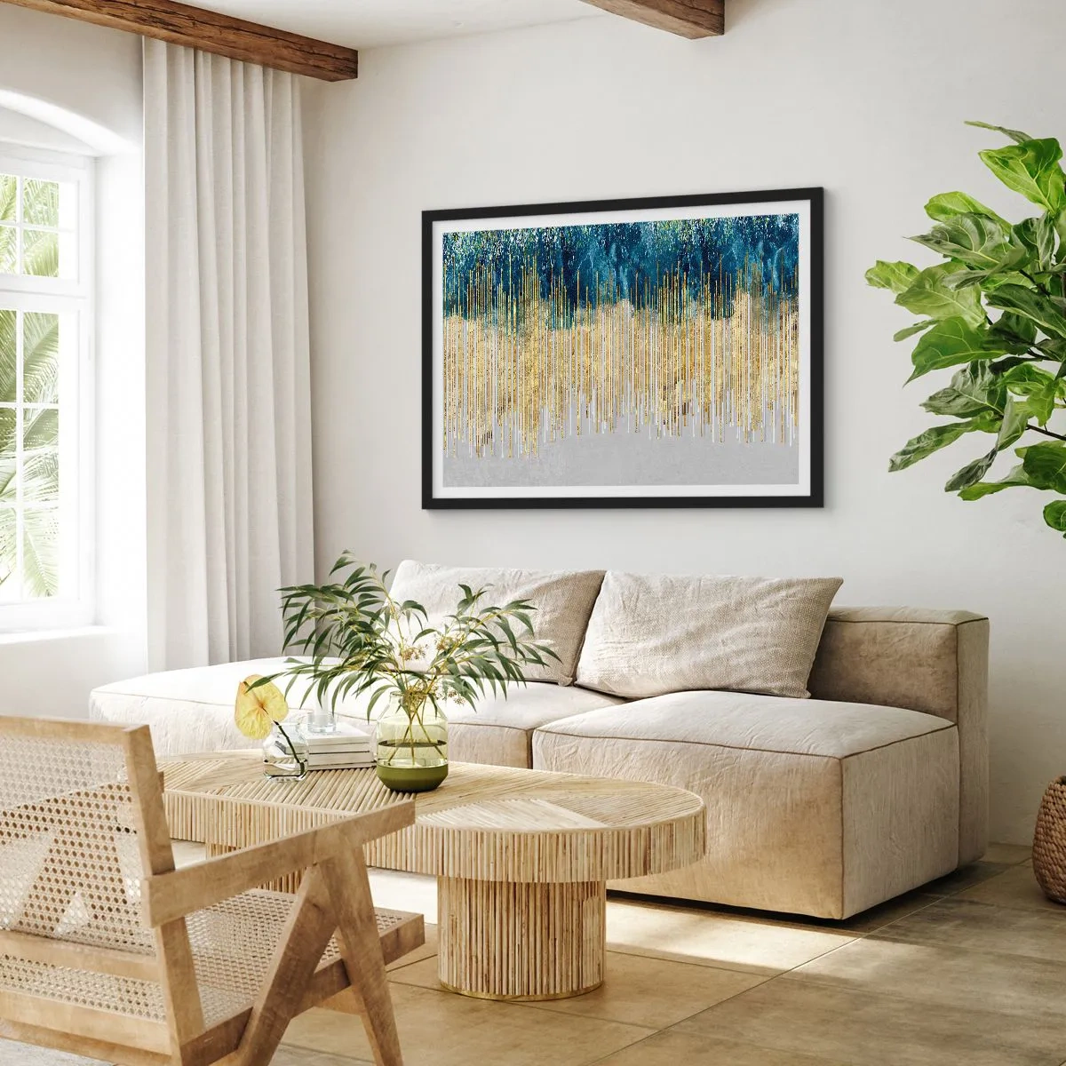 Poster în ramă neagră - Granița aurită - 40x30 cm