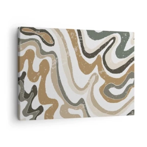 Tablou pe pânză Canvas - Modele pământii în nuanțe de maro și verde - 70x50cm - Meandrele culorilor pământului - Decorațiune modernă pentru perete pentru living și dormitor ARTTOR