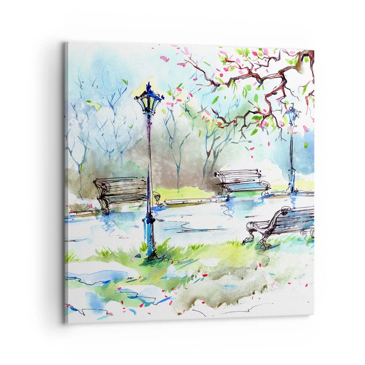 Tablou pe pânză - Magia liniștii din parc - 60x60 cm