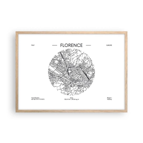 Poster în ramă de stejar deschis - Anatomia Florenței - 70x50 cm
