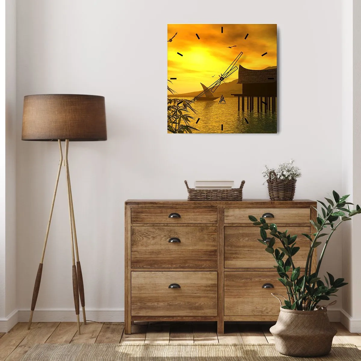 Ceas de perete - Ceas pe sticlă - Pacea dorită - 40x40 cm