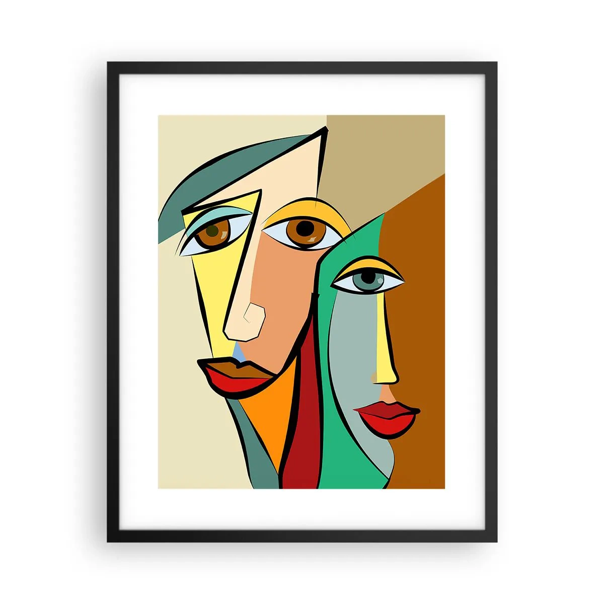 Poster în ramă neagră - Cuplu cubist - 40x50 cm