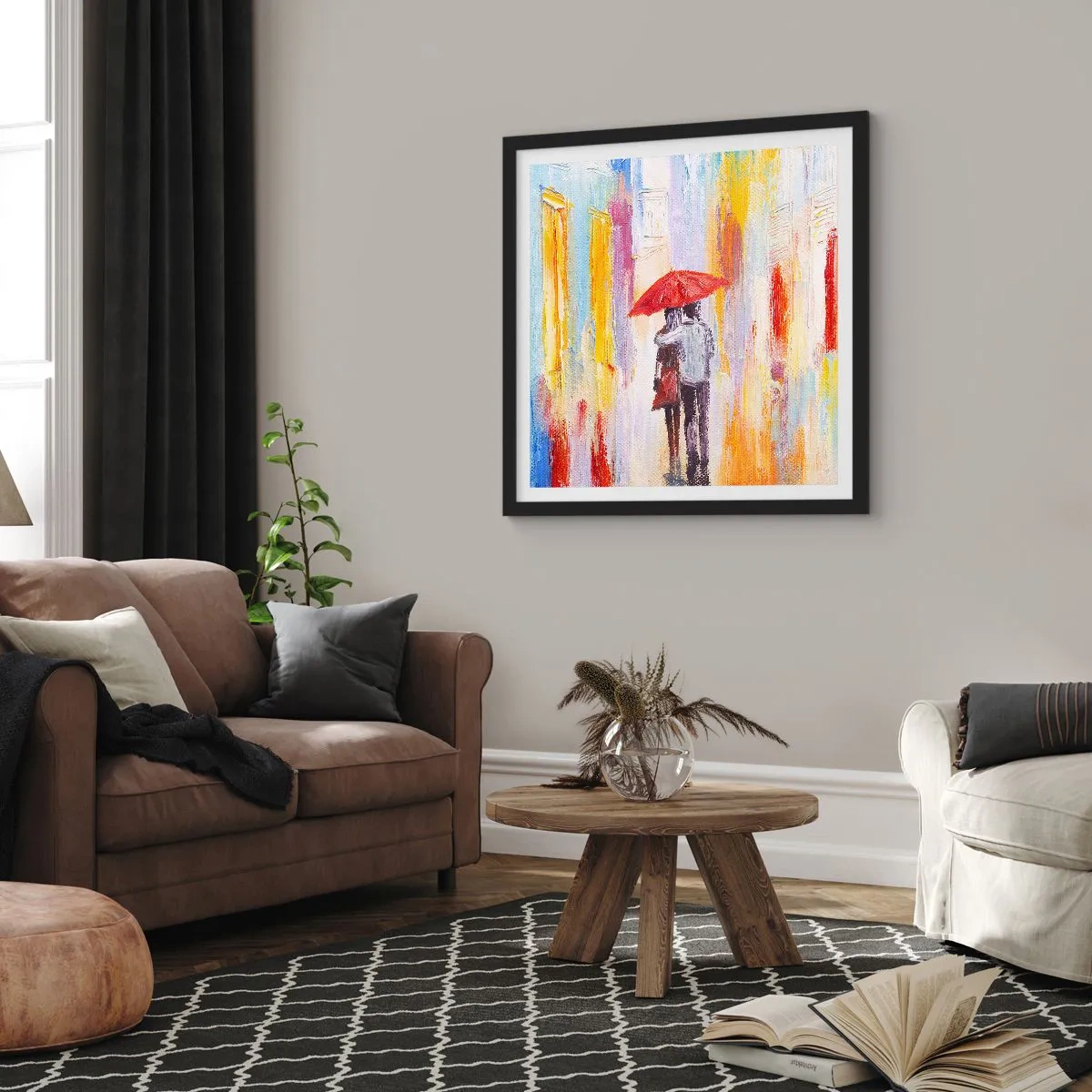 Poster în ramă neagră - Să plouă în continuare - 60x60 cm