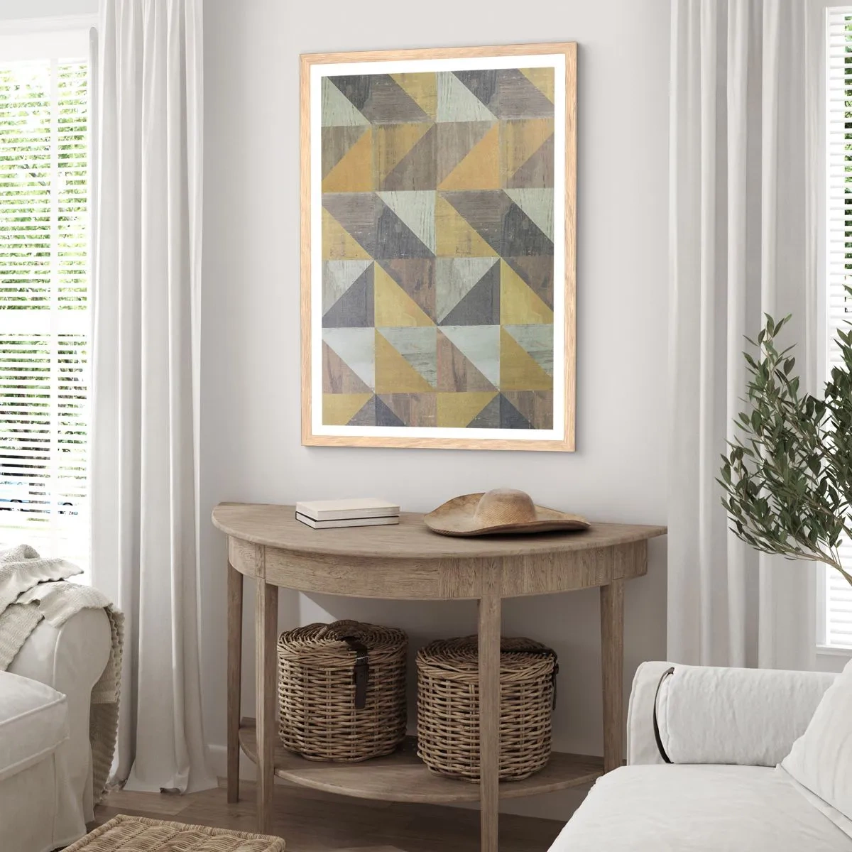 Poster în ramă de stejar deschis - La unghiul triunghiului - 70x100 cm